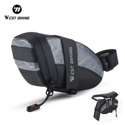 WEST BIKING Bicycle Saddle Bag Mini Portable 0.3L Tool Storage Bag Reflective MTB Road Bicycle Tail Rear Pack Bike Accessories