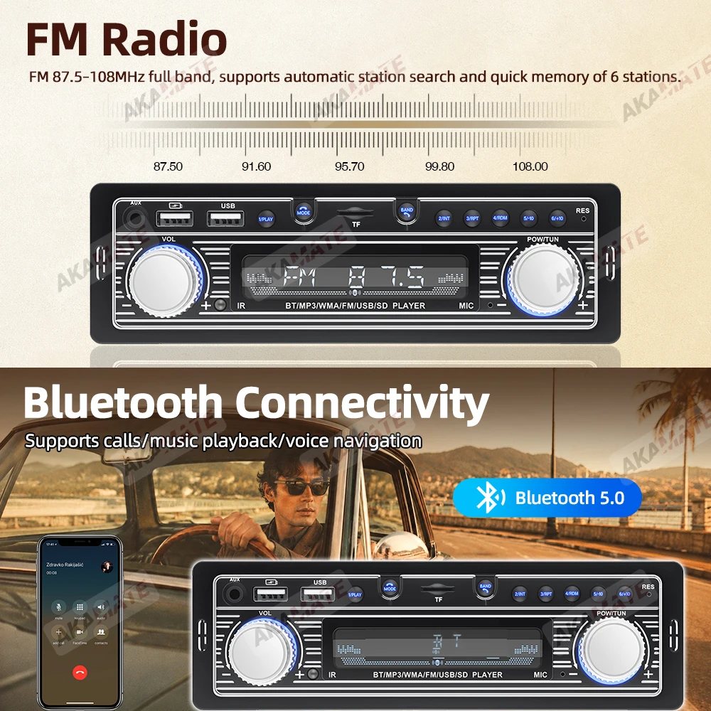 Autoradio für Mercedes Benz 1Din MP3 Multimedia Player Stereo Audio Unterstützung Telefon Aufladen Bluetooth EQ AUX USB FM Radio – Detail 20