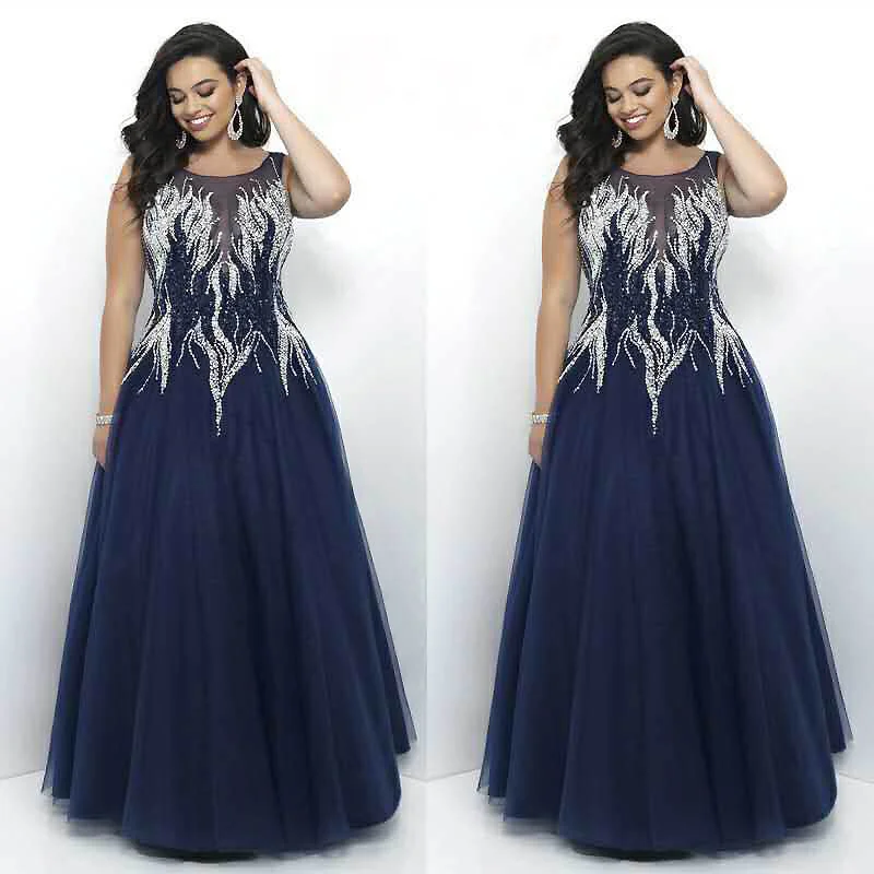 Plus Size Large Women's Dress Europe Station New Even Dress Fashion Embroilery Inlaid Diamond Slim Sleep Mesh Long Dress