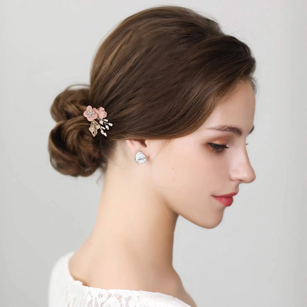 

4 шт. розовые свадебные гребни для волос, заколки для волос, свадебный головной убор с цветком, элегантные аксессуары для выпускного вечера, расчески для волос, заколки для волос