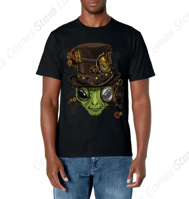 Alien Shirt Victorian Steampunk Gears Ufo Ancient Alien Head T-Shirt