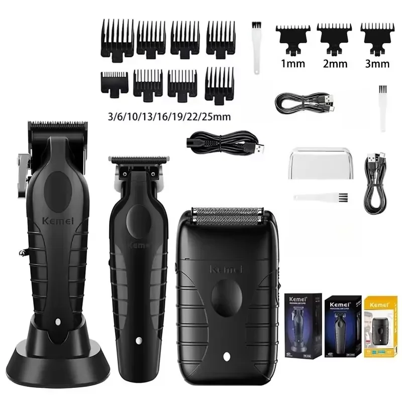 New Kemei Original Hair Clipper Kit KM-2296 KM-2299 KM-T95 Rechargeable Electric Hair Trimmer Barber Professional Shaver for Men