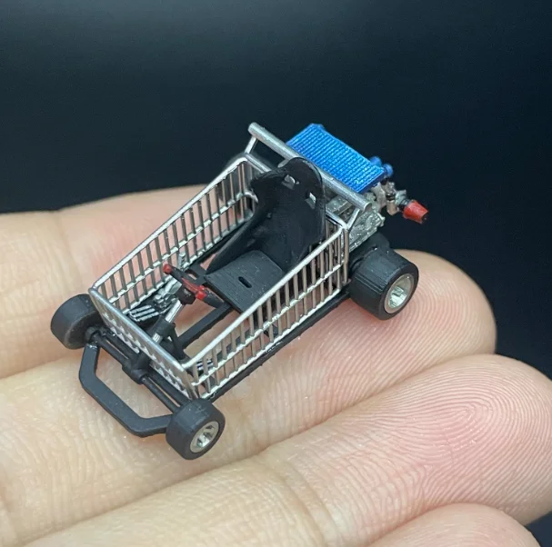 Car model 1:64 shopping cart modified go-kart horizontally opposed engine