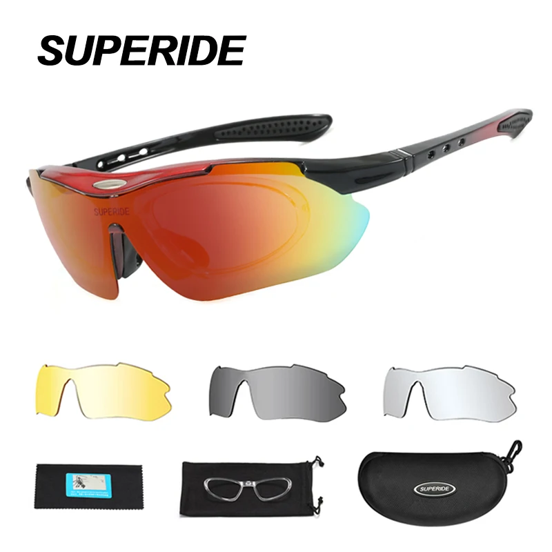 SUPERIDE Polarized Riding Cycling Sunglasses 4 Lens UV400 Road Bike MTB Bicycle Glasses Outdoor Hiking Running Fishing Eyewear