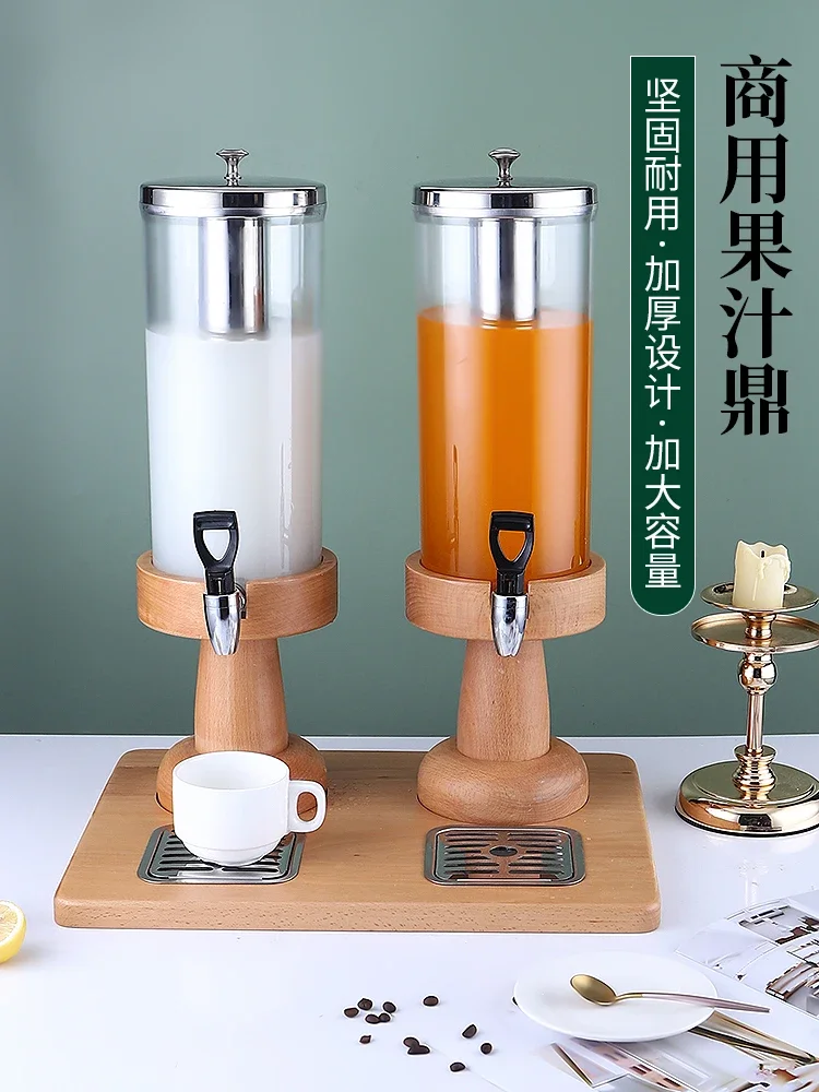 Buffet Beverage Machine Commercial Wooden Fruit Juice Tripod Large Capacity Single and Double Three-headed Hot and Cold Tripod