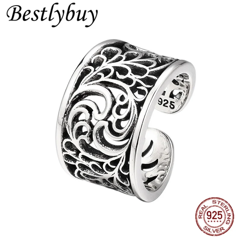 

НОВОЕ классическое кольцо из стерлингового серебра 925 пробы шириной 15 мм с рисунком травы Тан, мужское и женское персонализированное кольцо