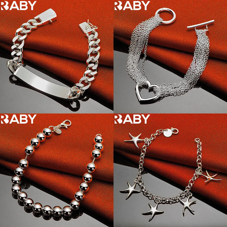 

URBABY 925 Sterling Silver Design Bracelets For Women Men Charm Trend Birthday Gifts Fashion Party Fine Jewelry