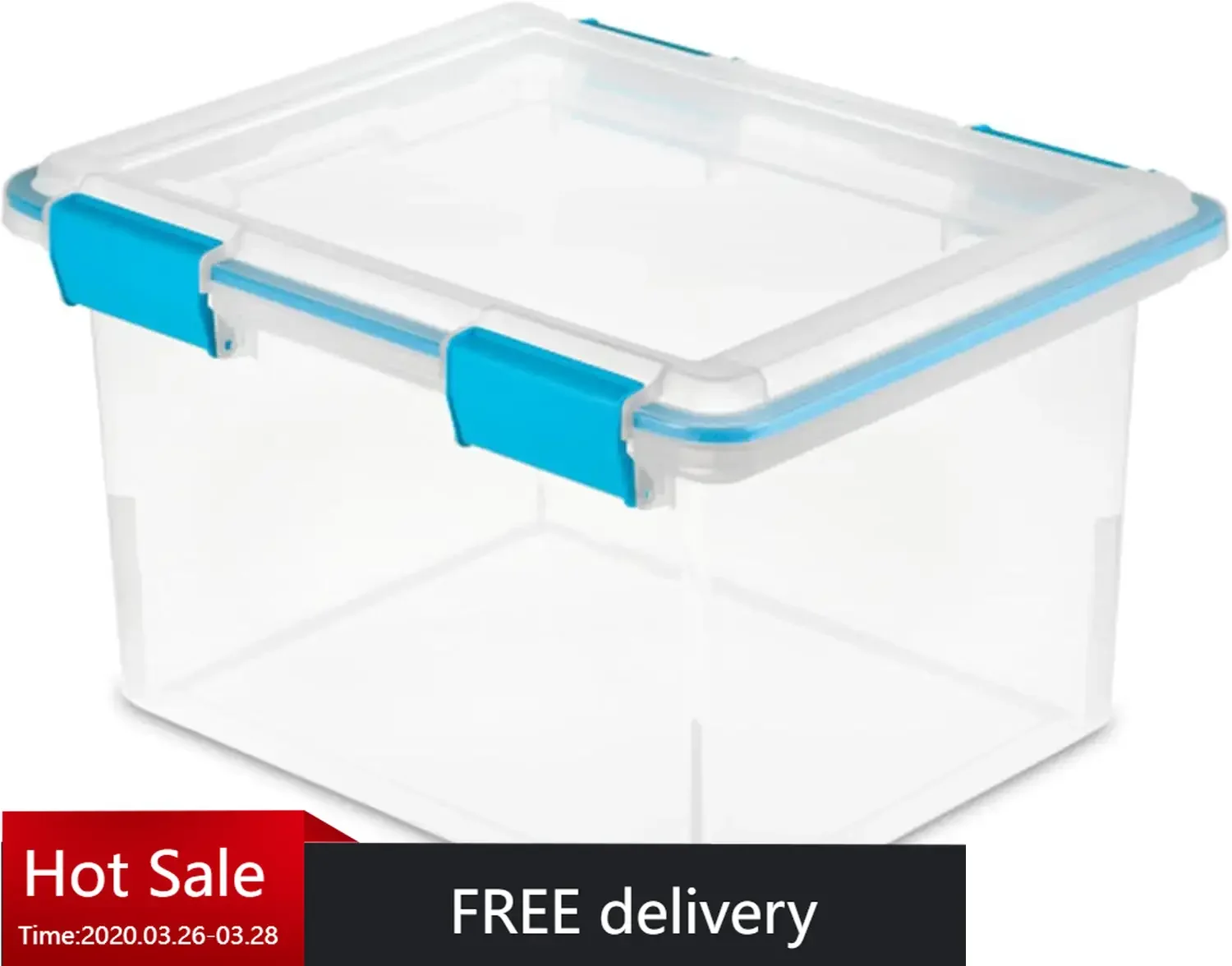 Gasket Box, Stackable Storage Bin with Latching Lid, 32 Quart, 12 Pack