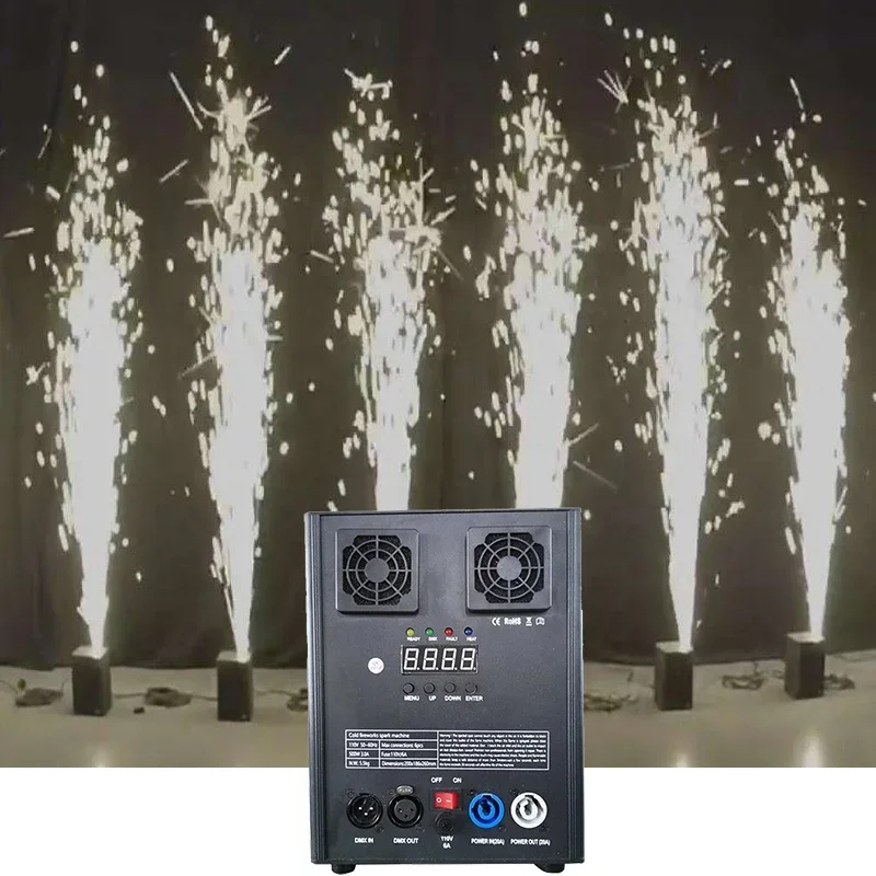 Equipo de efecto de chispa de escenario, máquina de Spray de fuegos artificiales fríos de 600W, buen efecto para escenario de discoteca y boda