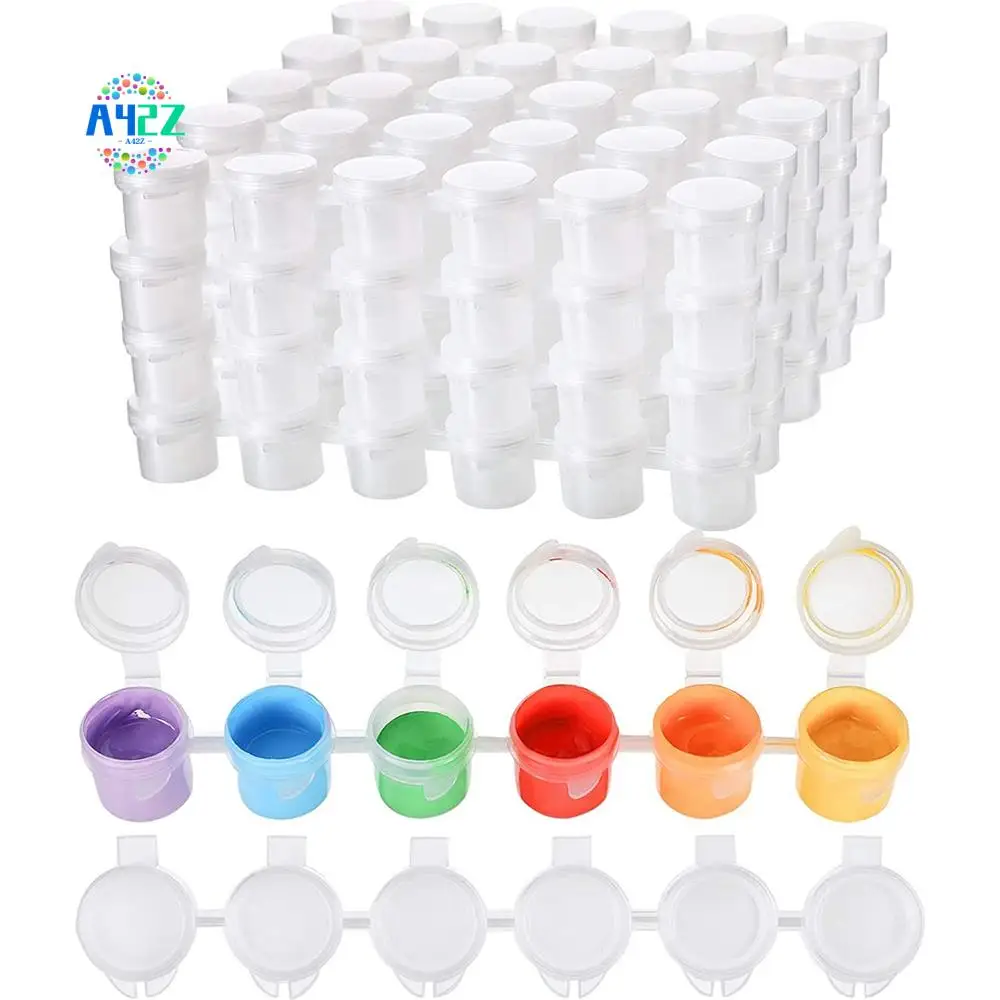A42Z-50 Strips Empty Paint Pots 5 Ml Paint Pots Strips Storage Containers Painting Arts Crafts Supplies, 300 Pots In Total