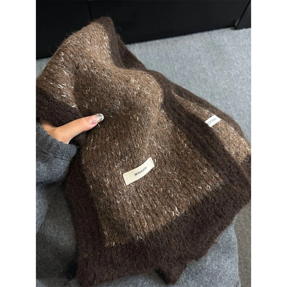 

Maillard Senior Sense Autumn and Winter Mohair Knitted Wool Scarf Female Winter Student Warm Neck Scarf Winter