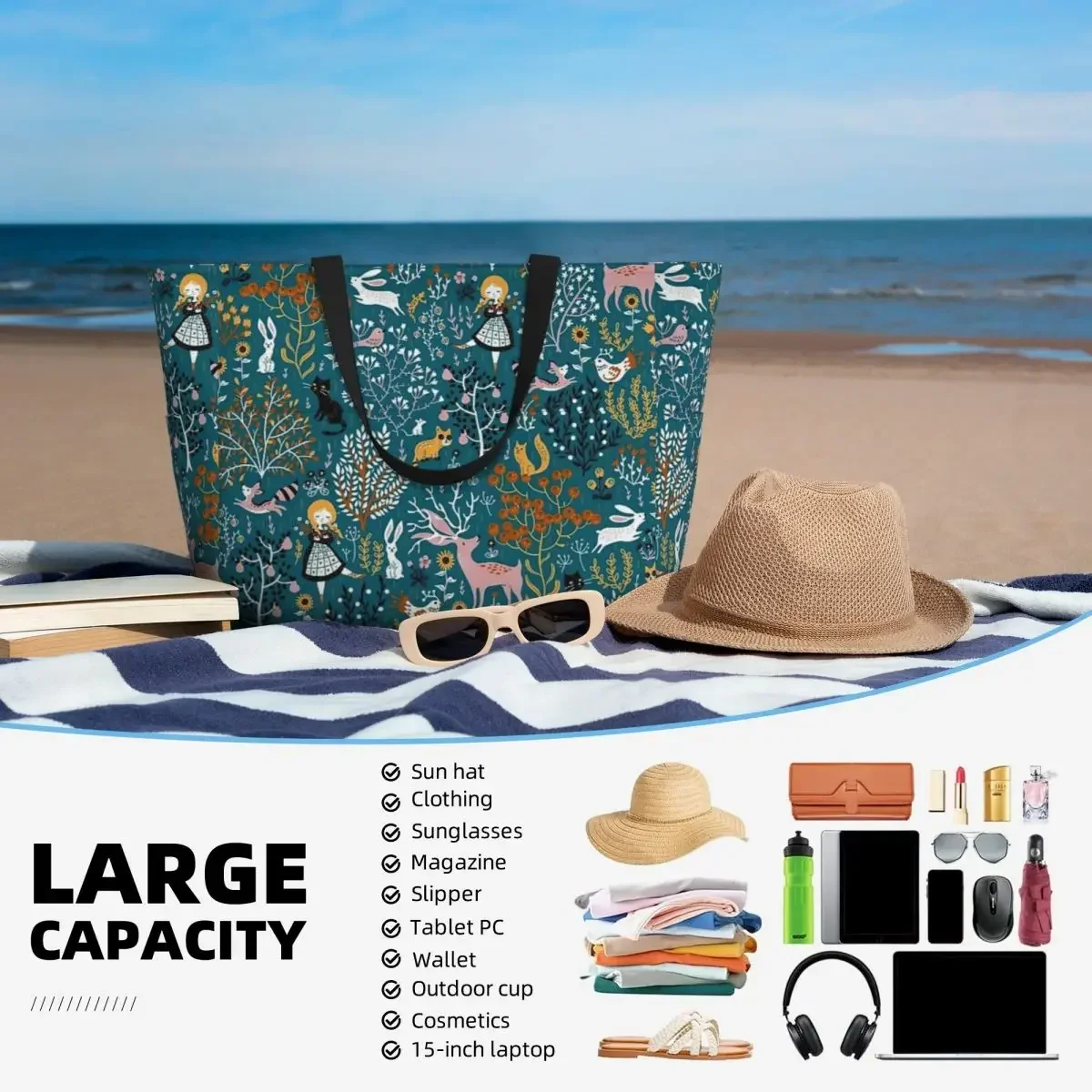 Country Dreams Beach Travel Bag, Tote Bag Trendy Adult Out Birthday Gift Multi-Style Pattern