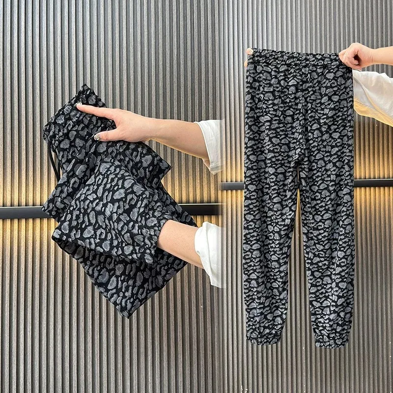 Pants Spring Summer Lightweight Elastic Waist Drawstring Wide Leg Loose Chic Casual Cuffed Ankle Joggers Quick Dry Trousers