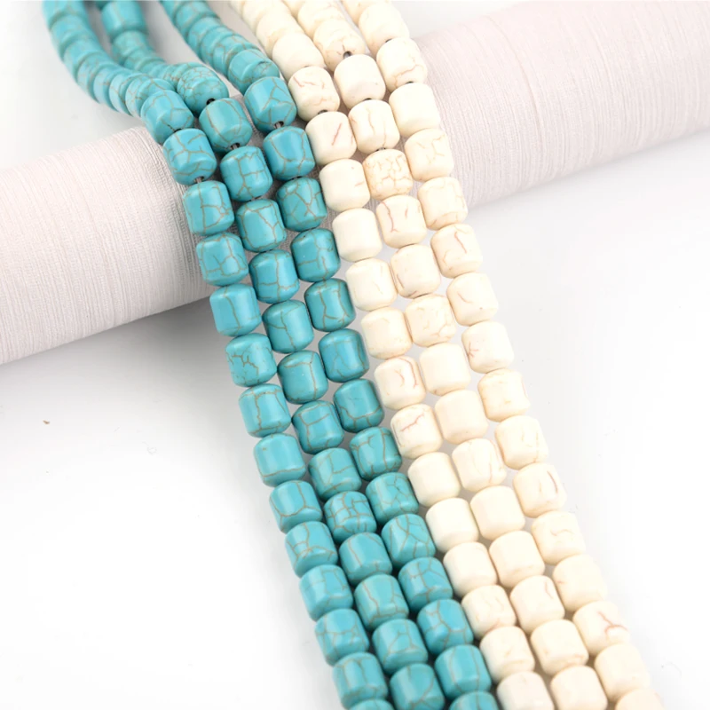 Natural stone Turquoises Beads Round Cylinder for Jewelry Making Bracelet Necklace DIY Accessories 8X9MM