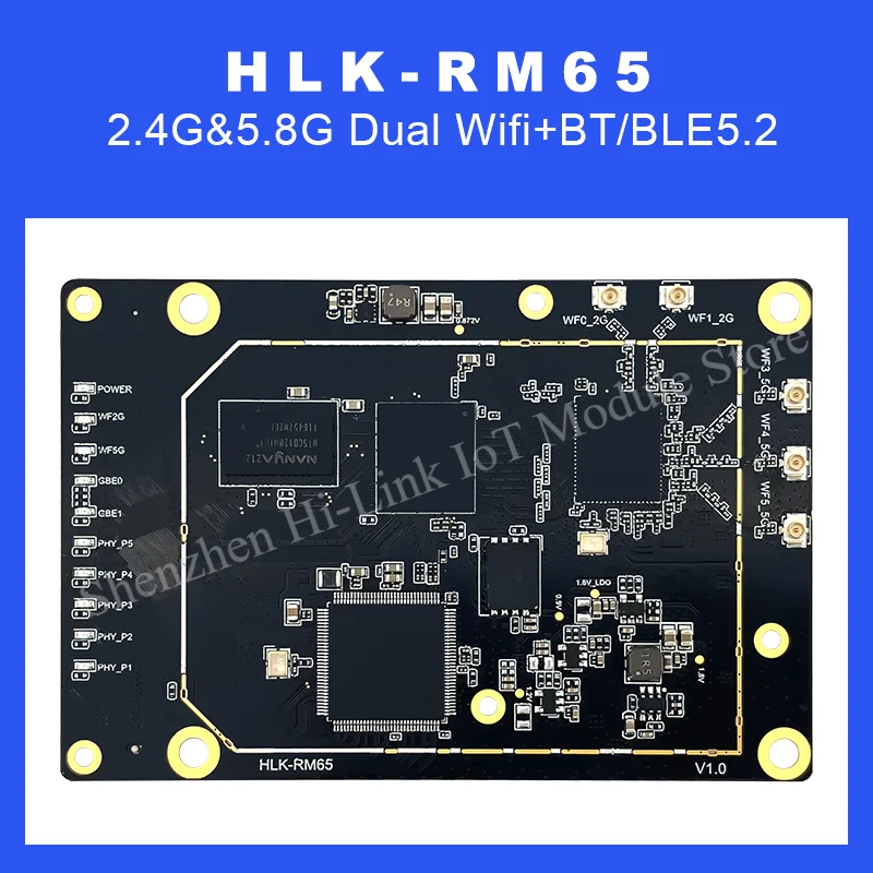 Hilink Gigabit WiFi6 AX3000 Routing Module MT7981B Dual-core 1.3GHz Main Frequency MT7981B+MT7976C+MT7531A chipset HLK-RM65