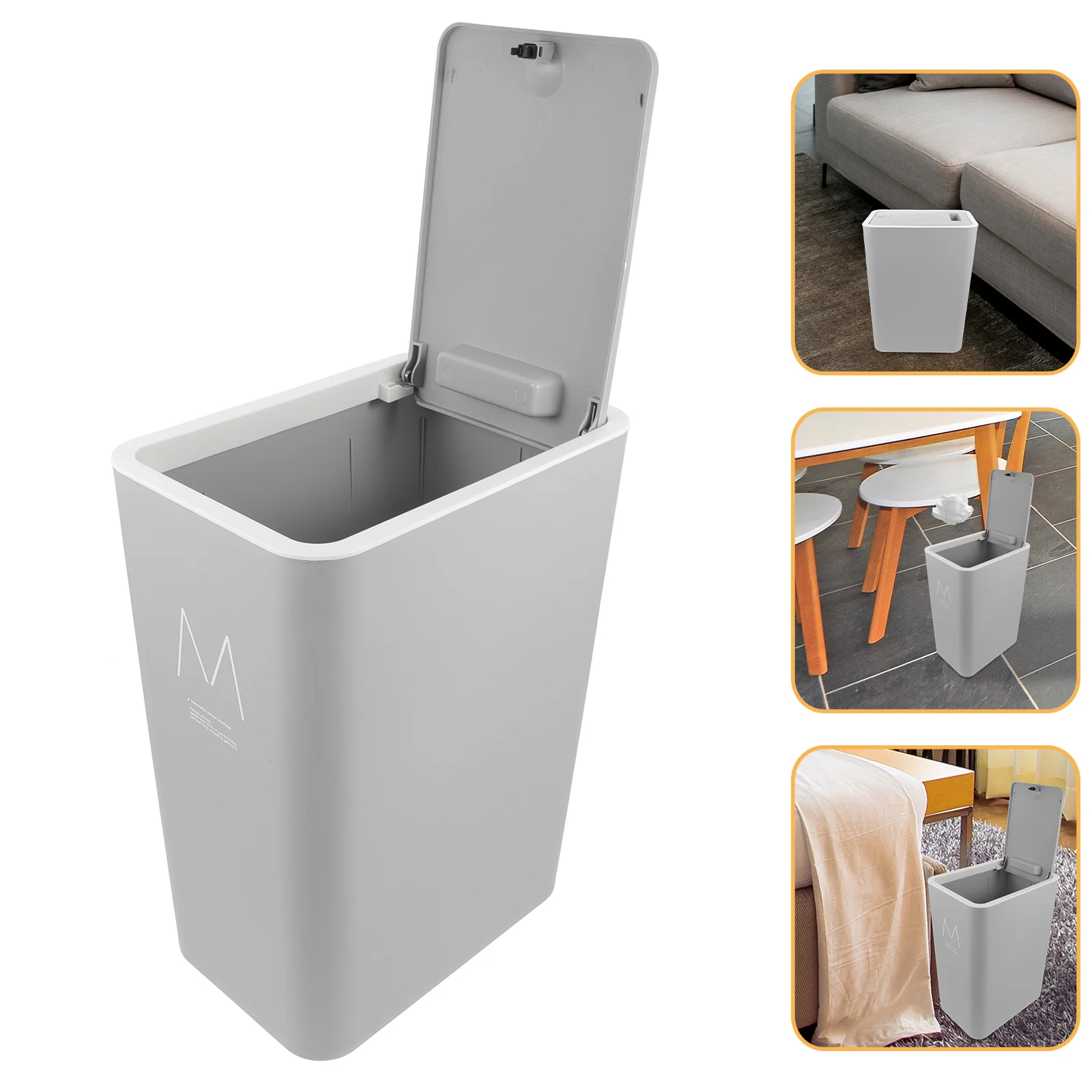 15 L Garbage Can Plastic Flower Pot Recycling Bin Laundry Hamper Basket Car Trash Waste Paper Ultra Thin Dustbin Wood