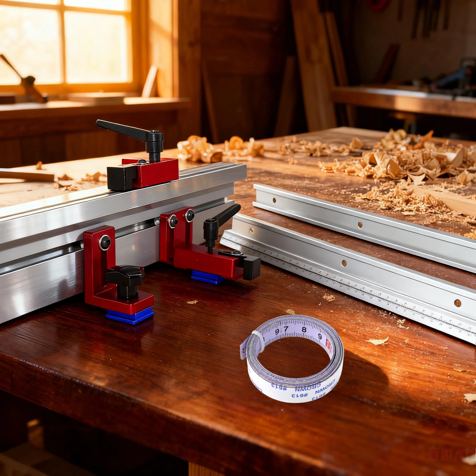 

7pcs Woodworking Profile Fence Kit, 75 Type Miter Track Backer W/ 2pcs T-slot, 1pc Fence Stopper, 2pcs Fence Connector, 1M Ruler