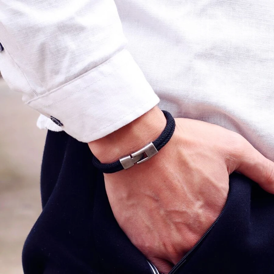 

Classic Bilayer Men Bracelet Apparel Accessories Handmade Rope Easy Hook Adventure Braslet Outdoor Cycling Homme Jewelry Pulsera