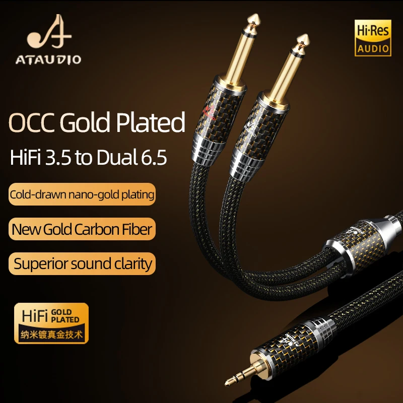 

HiFi Audio Cable 3.5mm to Dual 6.5mm for PC Headphone Mixer Stereo 1/8" 3.5 to 2 Jack 1/4" Mono 6.5 Cable Adapter Cable