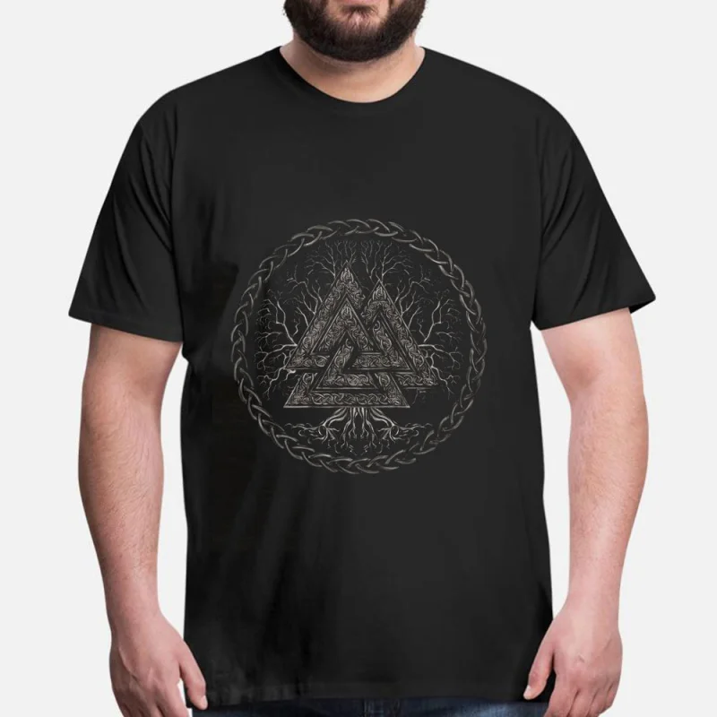 

Valknut and Tree of Life Retro Viking Gift t shirt Short Sleeve Tee Norse Mythology Valhalla Graphic Clothes All size tops S-6XL