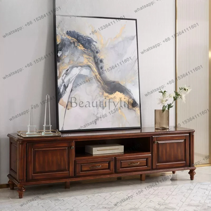 

Solid wood living room American retro TV cabinet storage storage floor cabinet customization