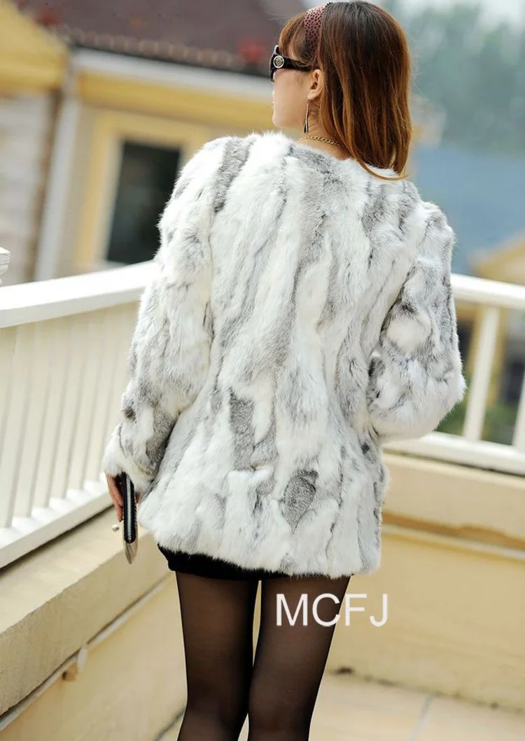 2024 Women Real Soft Natural Rabbit Fur Coat with Big Genuine True Raccoon Fur Collar Long Coat Customize Size Jacket