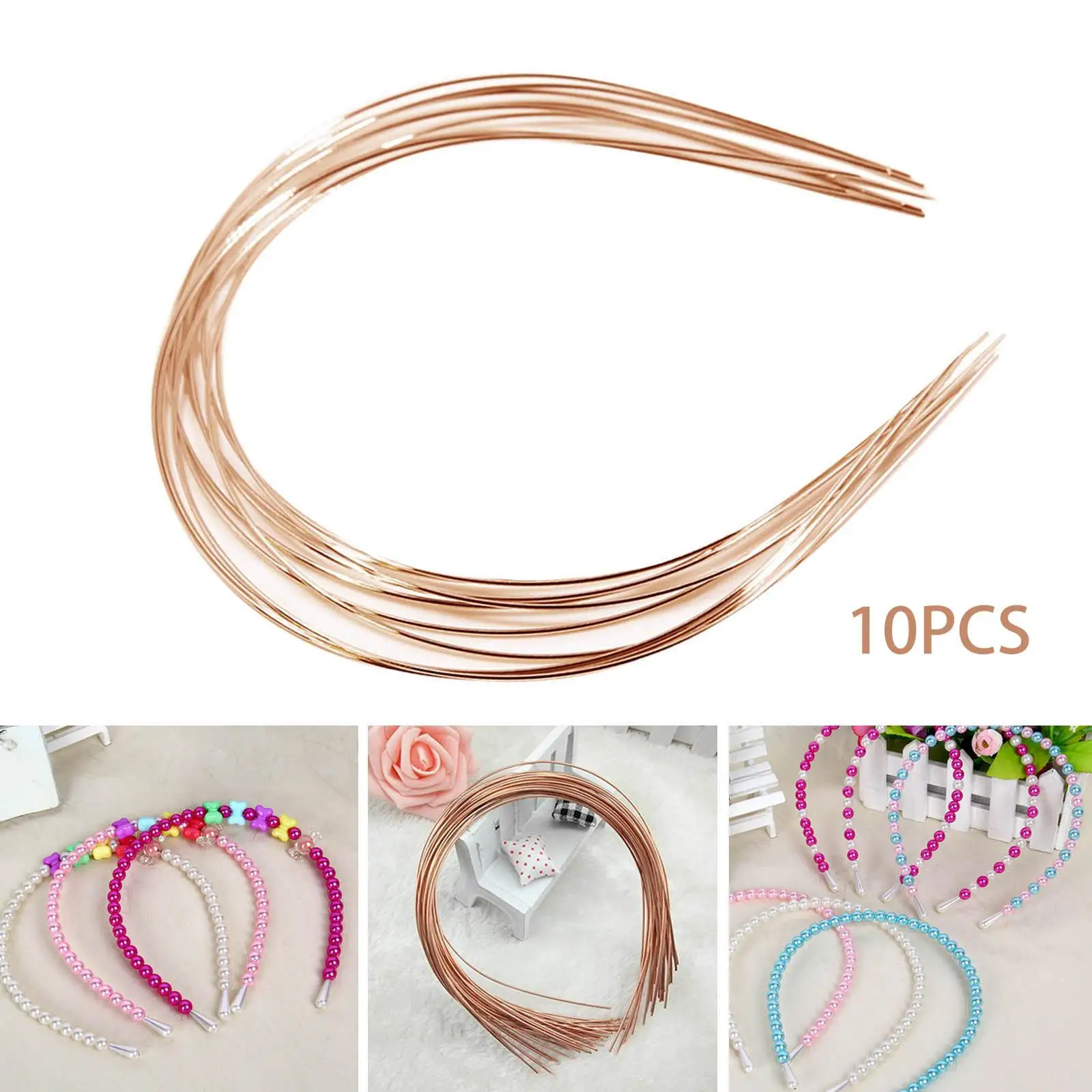 10Pcs Smooth Metal Hair Hoop Wire Frame Hairband DIY Craft No Teeth Blank Headband Base for Daily Use Hair Bow Men Women Cosplay