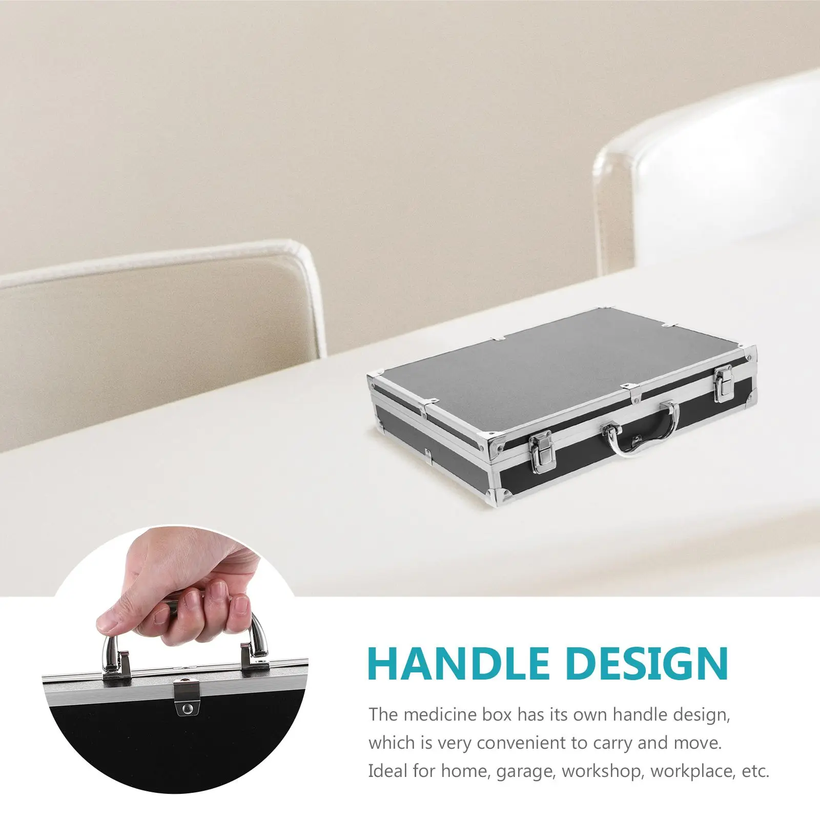 Aluminum Toolbox Storage Case Black 08 Model Large Capacity Durable Tools Container Medicine Box Portable Organization Solution