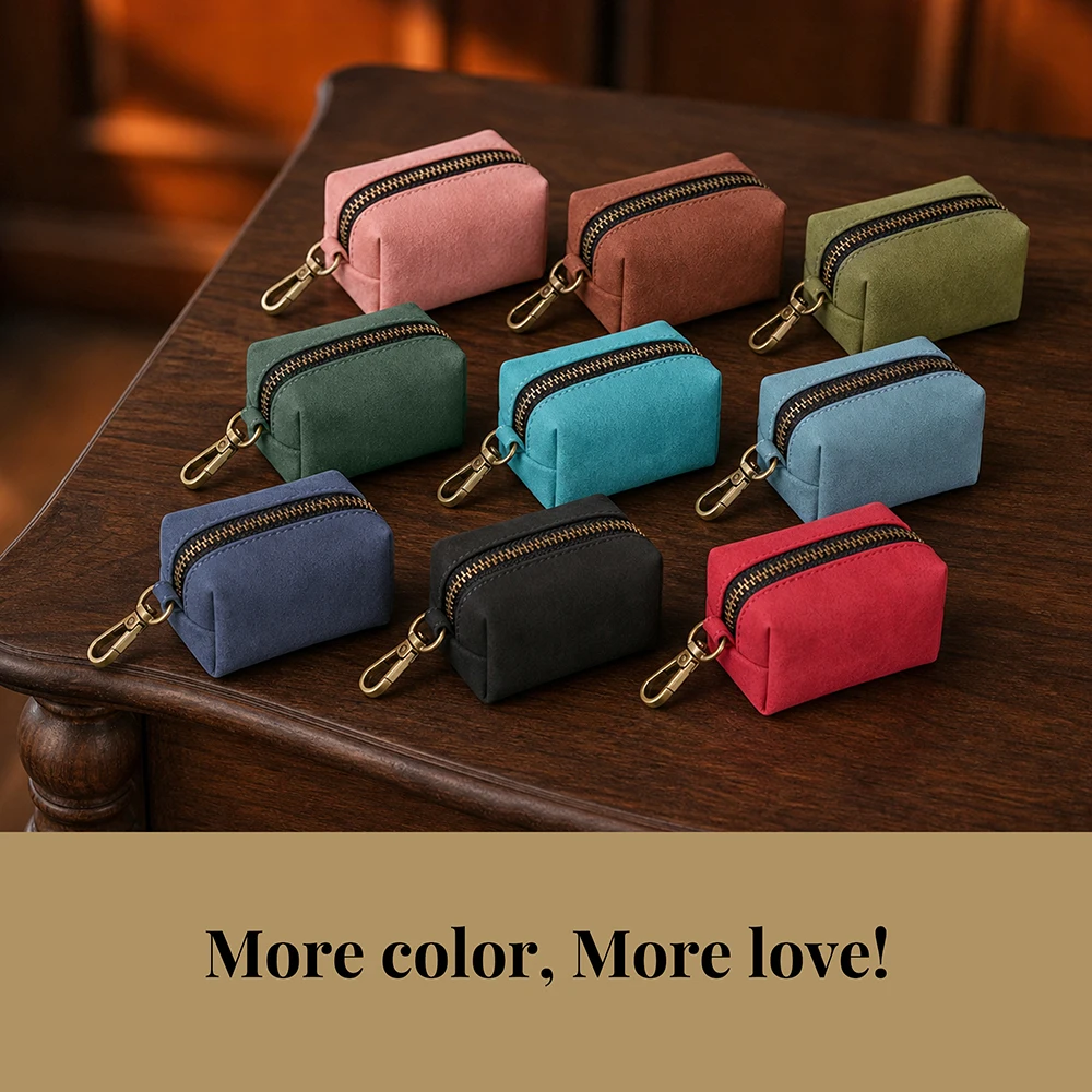 Retro & Portable Dog Waste Poo Bag Dispenser Pet Zipper Garbage Case+Pick Up Bags Holder Lead/Leash Clip Attachment 9 Colors