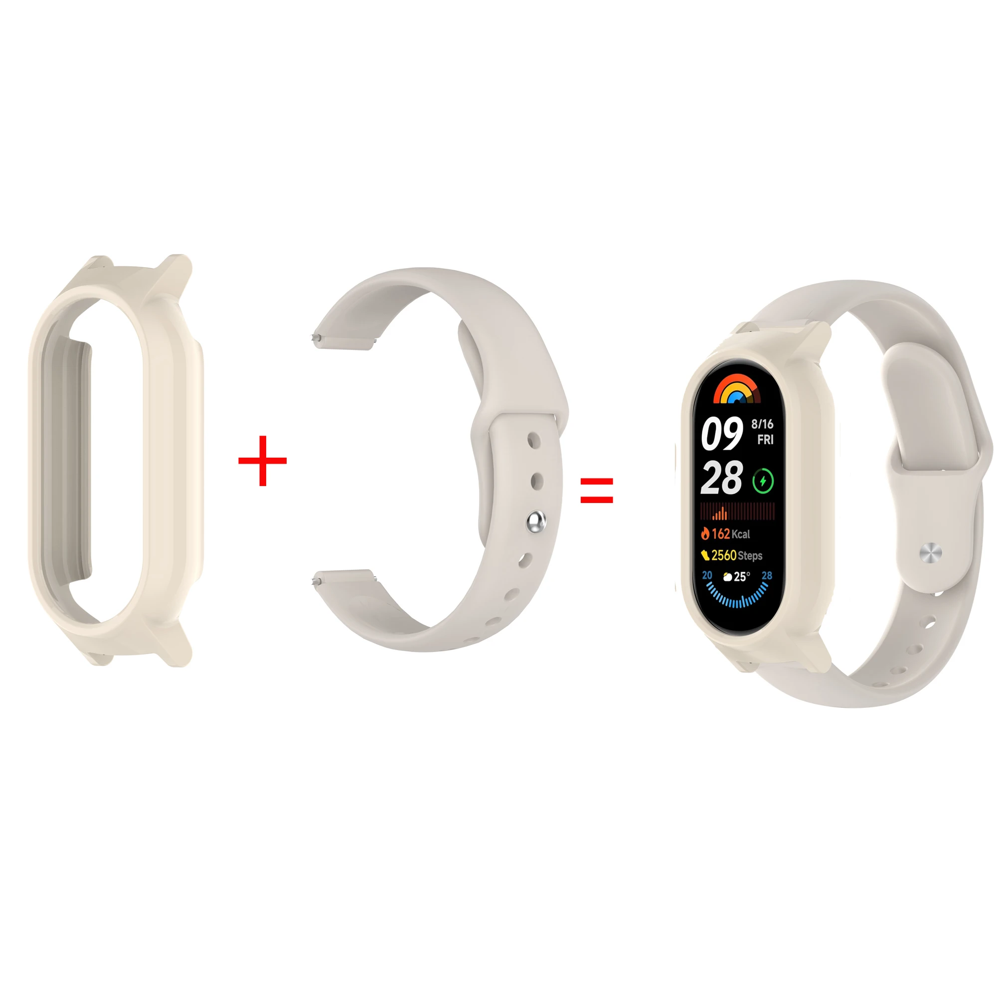 2in1 لينة سيليكون الأشرطة + حافظة ل Xiaomi Miband 10/9/8 NFC نسخة السيراميك سوار رياضي غطاء استبدال الأساور