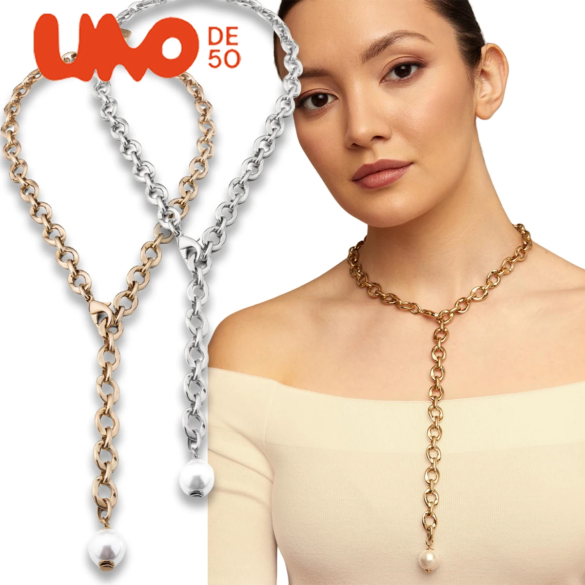 

UNODE50 necklace Spanish fashion brand sweater chain, niche design, fashionable classic, light luxury