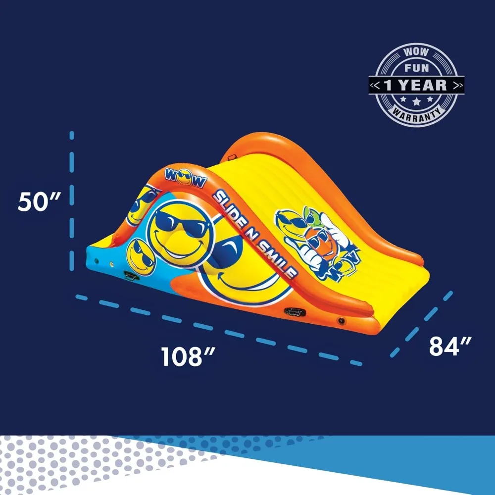 N Smile  Inflatable Floating Giant Water Slide for Adults & Children - Pool Accessory - Perfect for Lake & Pool Parties