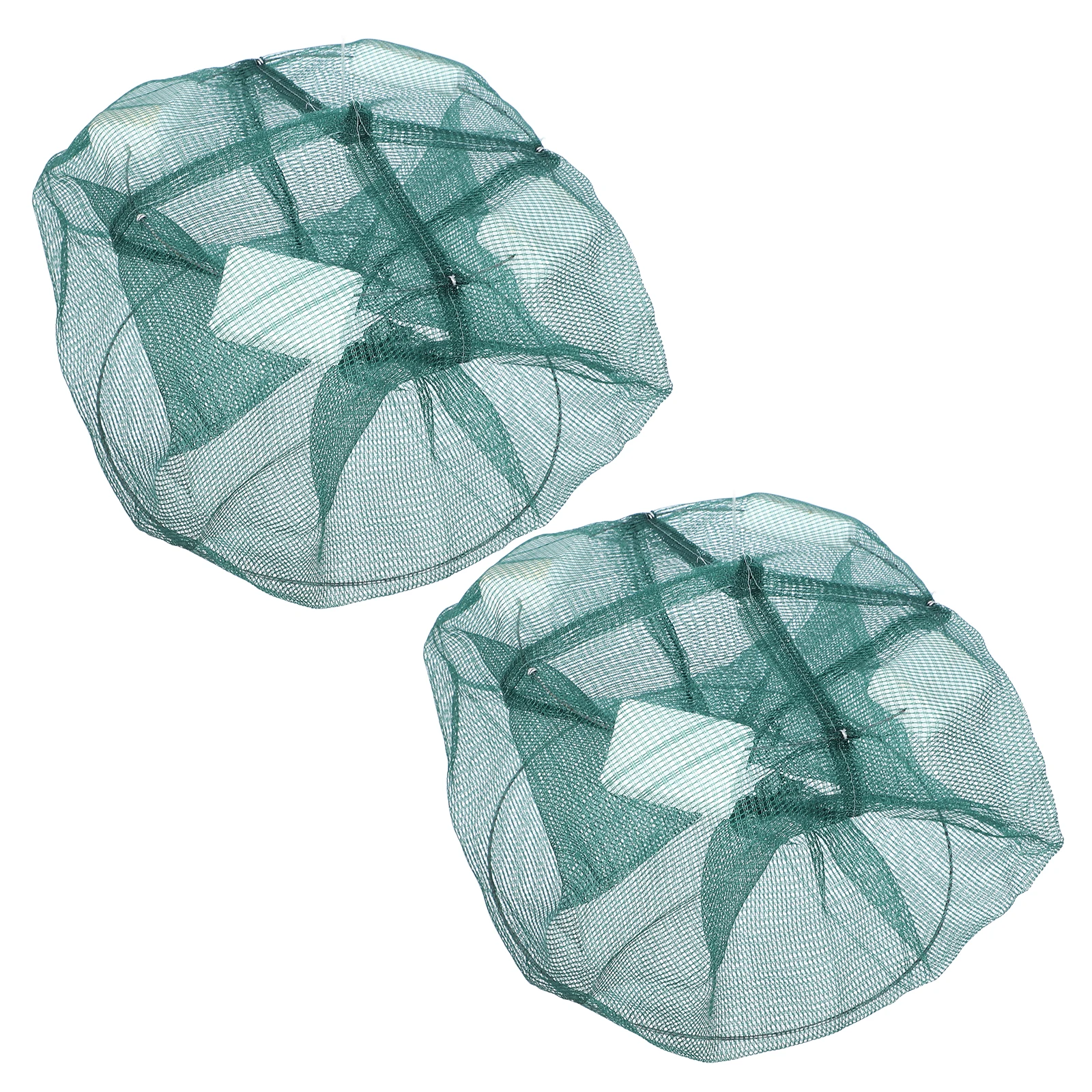 

2pcs Eel Cage Large Thick Fishing Trap Shrimp Net Crayfish Catcher Minnow Trap Green Nylon Lightweight Portable Reusable
