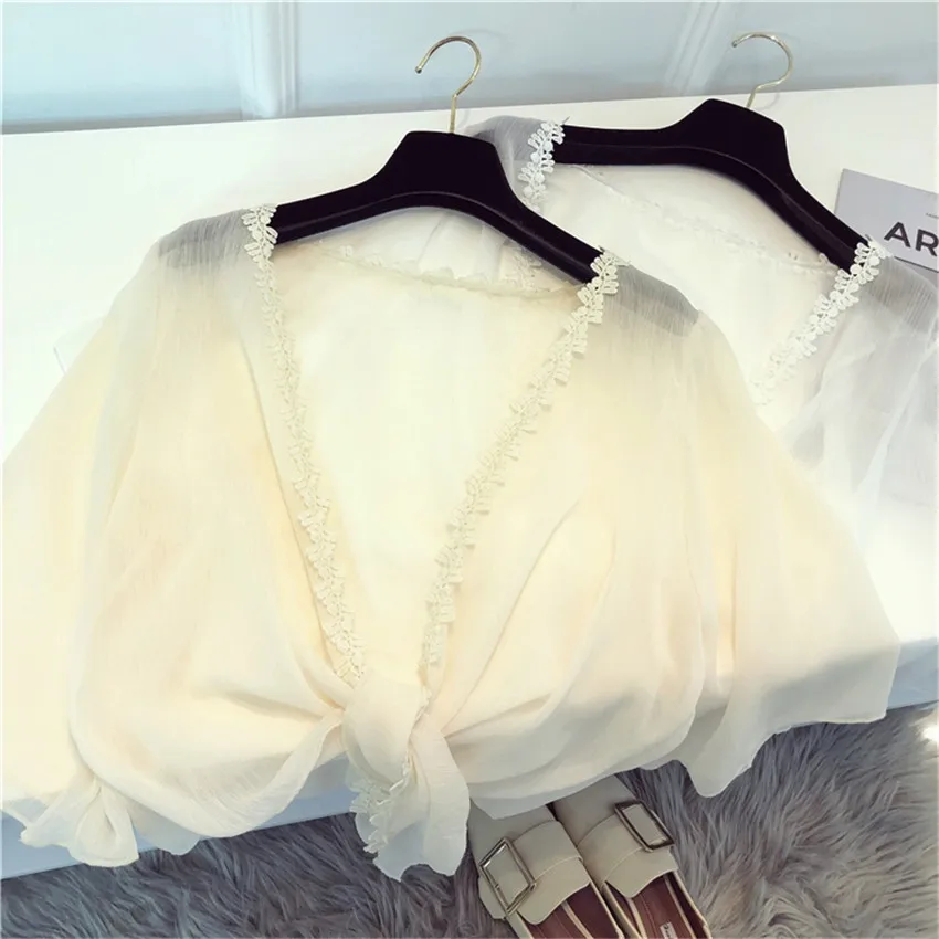 

2022 Summer Elegant Women Lace Shawl Capes Lady White Wraps Bow Tie Wrap Bolero Accessories Coats Tops Sun Protection Coat W1876