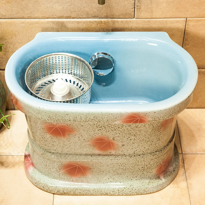 Ceramic mop pool, bathroom basin, household control mop pool, balcony dual drive pool, automatic drainage