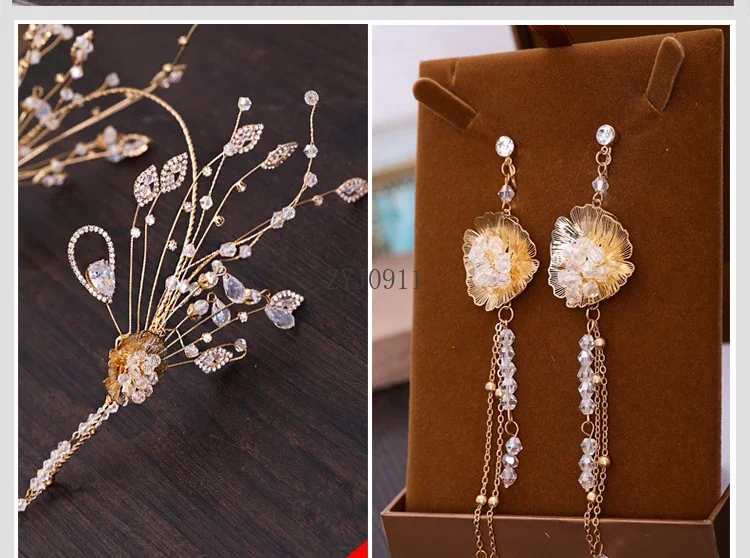 Chapelaria vestido de casamento novo coreano ouro super fada mori xianmei coroa bandana acessórios para o cabelo casamento