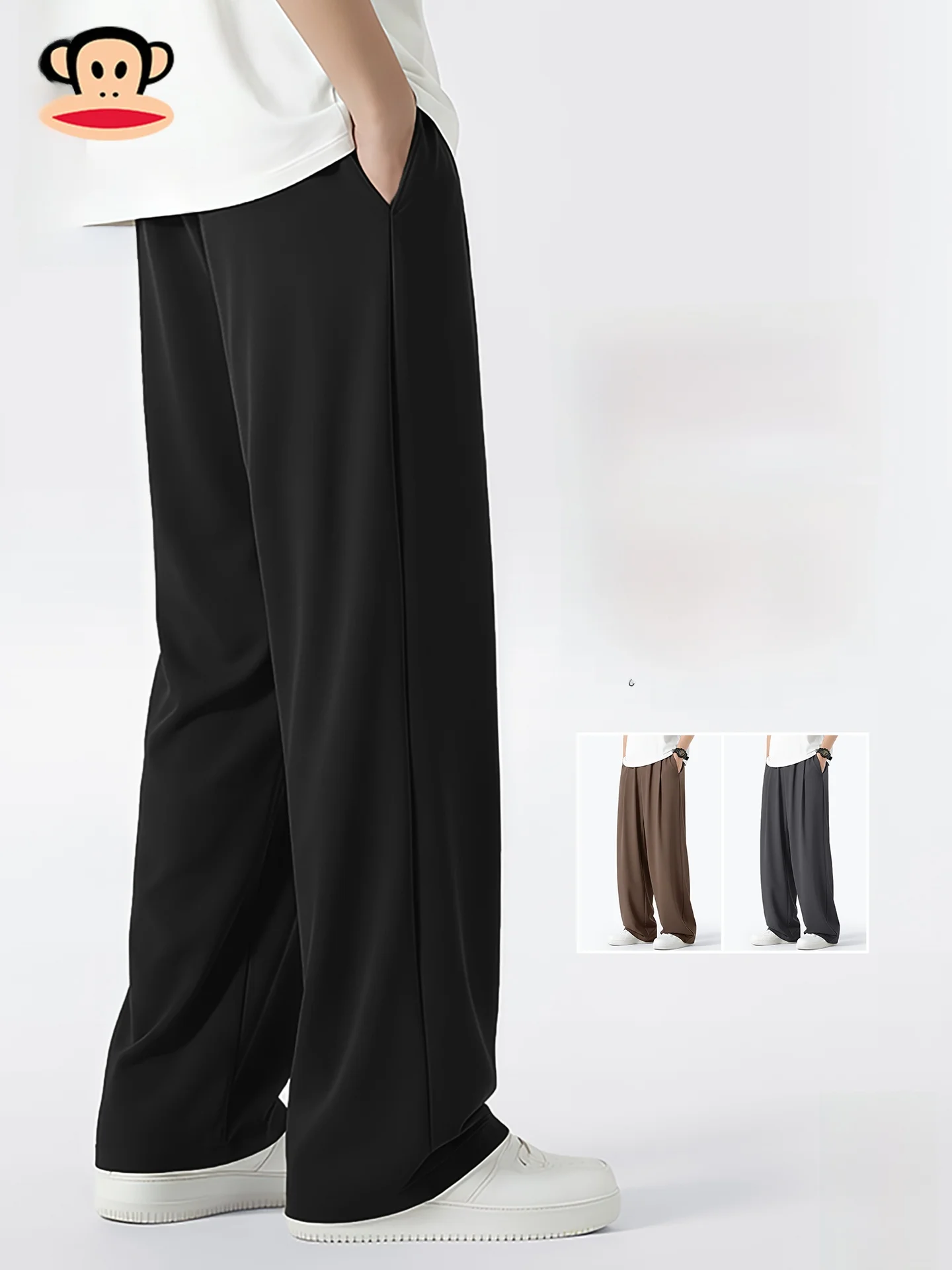 

Ice Silk Sun Protection Pants Men's Summer Thin Straight Leg Casual Pants Drapey Lightweight Trousers