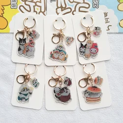 Kawaii Mofusand Cartoon Sharkitty Acrylic New Double-Sided Keychain Pendant Decoration Anime Cat Bag Pendant Girl Toy Gift