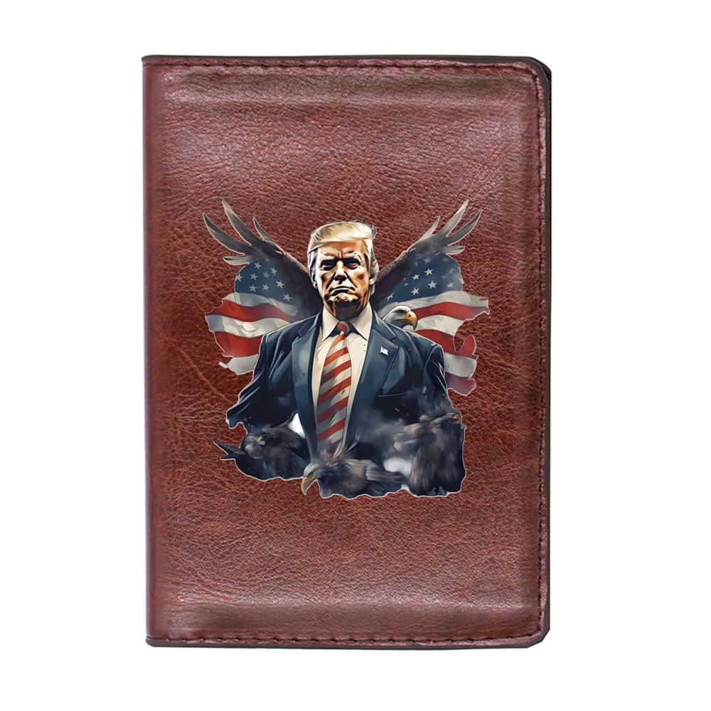 Funda de pasaporte con bandera de águila de EE. UU. Para hombre y mujer, tarjetero de identificación delgado de cuero, billetera de bolsillo, monedero, novedad