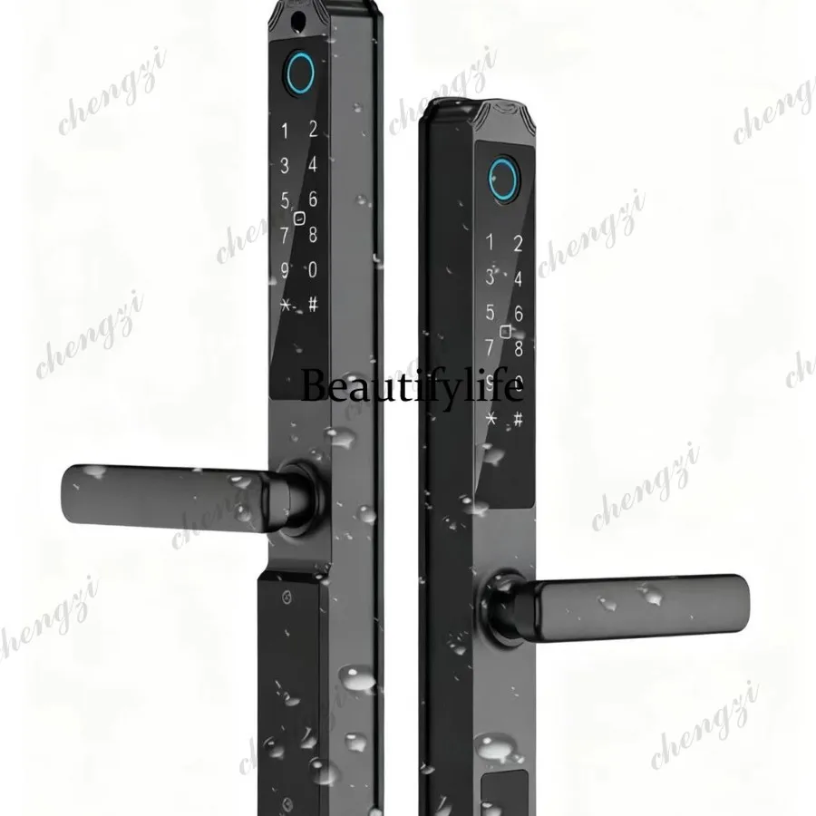 Broken bridge aluminum double-sided fingerprint password lock narrow-sided outdoor waterproof courtyard door smart lock