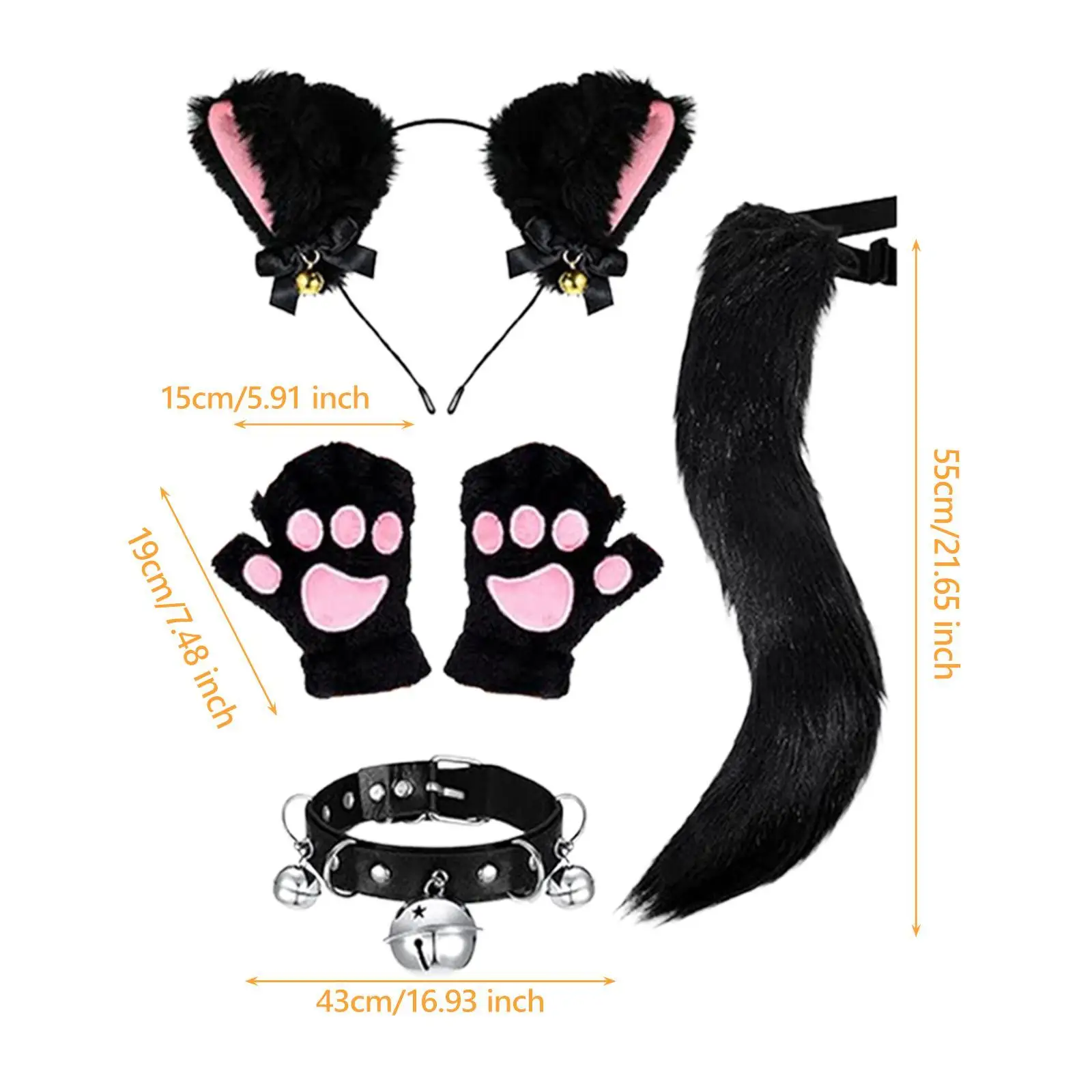여우 귀 꼬리 장갑 칼라 세트 생일 무대를 위한 무대 공연 소품