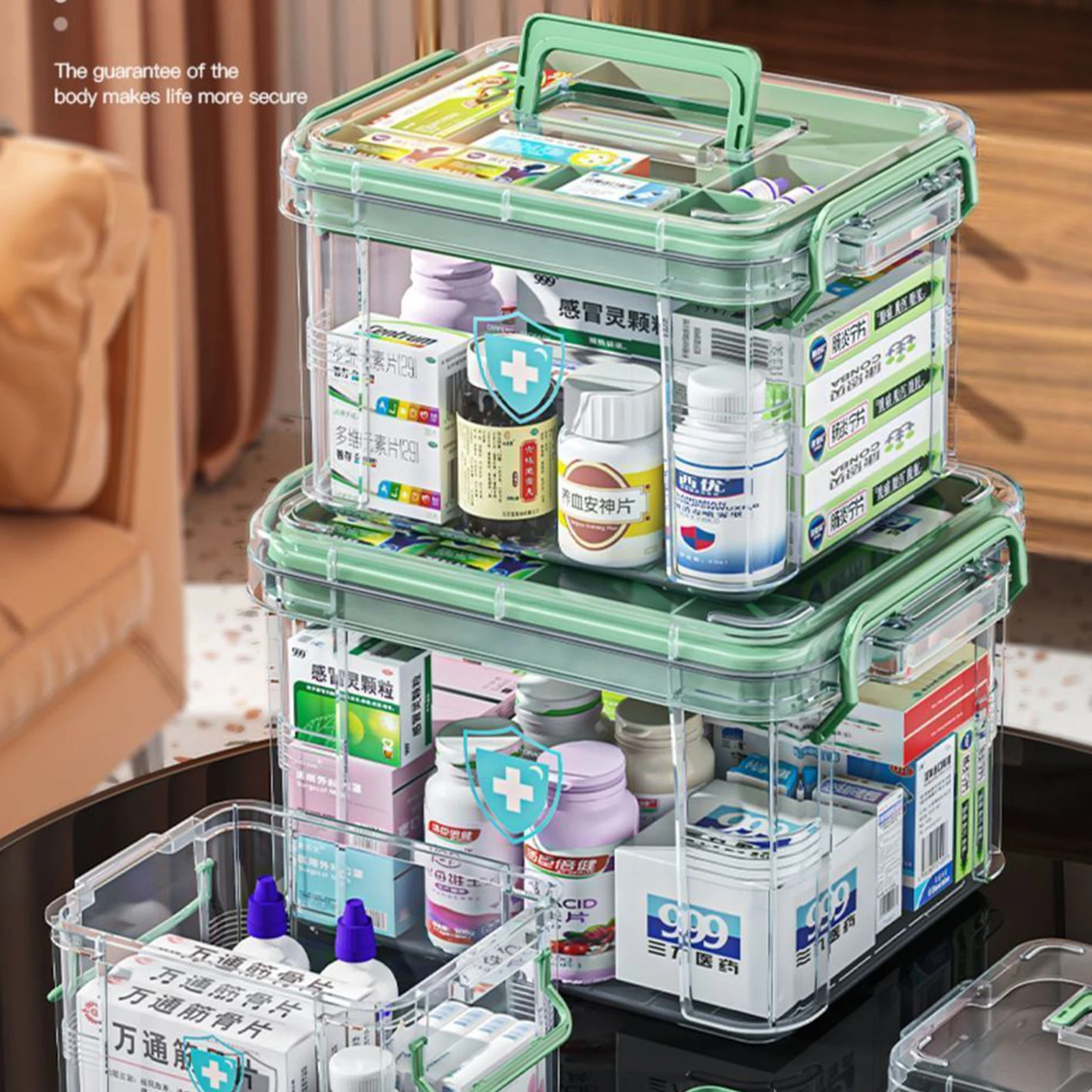 Multi-functional Medicine Cabinet Storage Box Transparent Large Capacity Household Medical Aid Kit