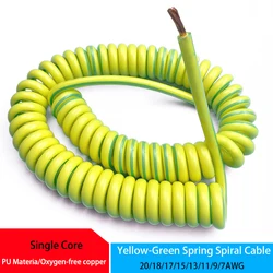 Spring Spiral Cable Yellow-Green Ground Wire Single Core 20/18/17/15/13/11/9/7AWG Shrinkable Cable Copper Wire Telescopic Wire
