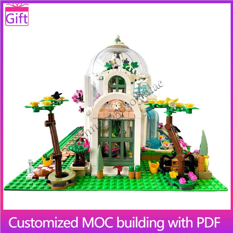 

1853 PCS Botanical Greenhouse With Garden Scene Model Modular Building Blocks Kids Assembly Display Toys Festival Surprise Gift