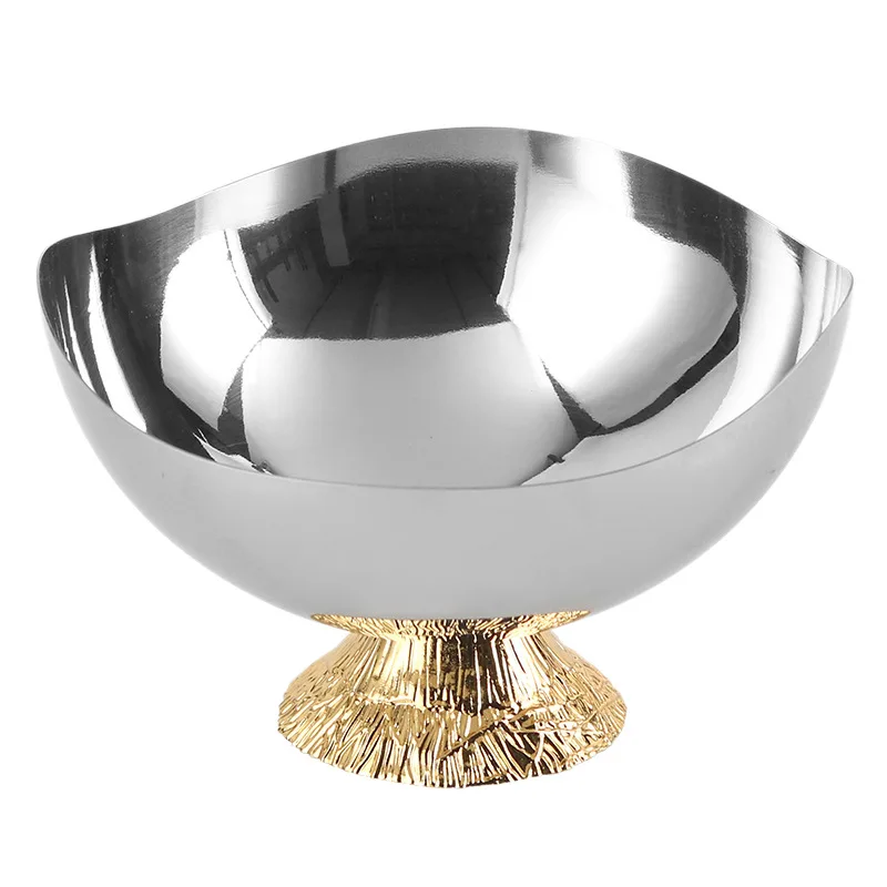 Light luxury irregular fruit plate ornament Modern simple model house Sales office Metal tall snacks Fruit bowl jewelry