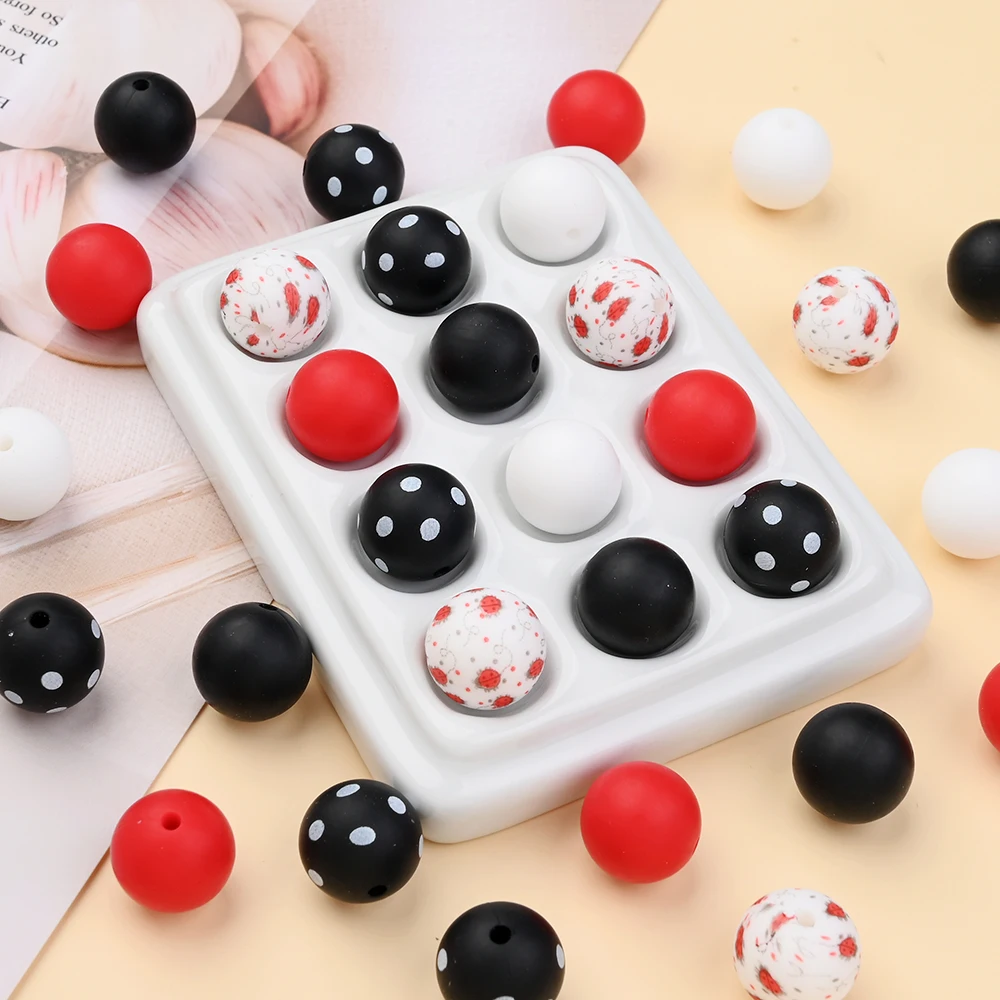 40Pcs 15mm Silicone Round Beads Set for Fashionable Jewelry Making To Make Bracelets DIY Keychain Necklace Jewelry Accessories