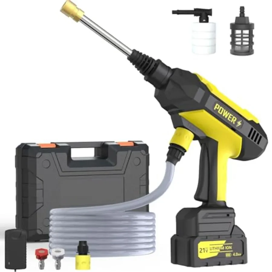 Cordless Power Washer for Car, Lane, Patio Cleaning 950 PSI, ABS Plastic, Black/Gray, Lightweight Portable with Foam Cannon