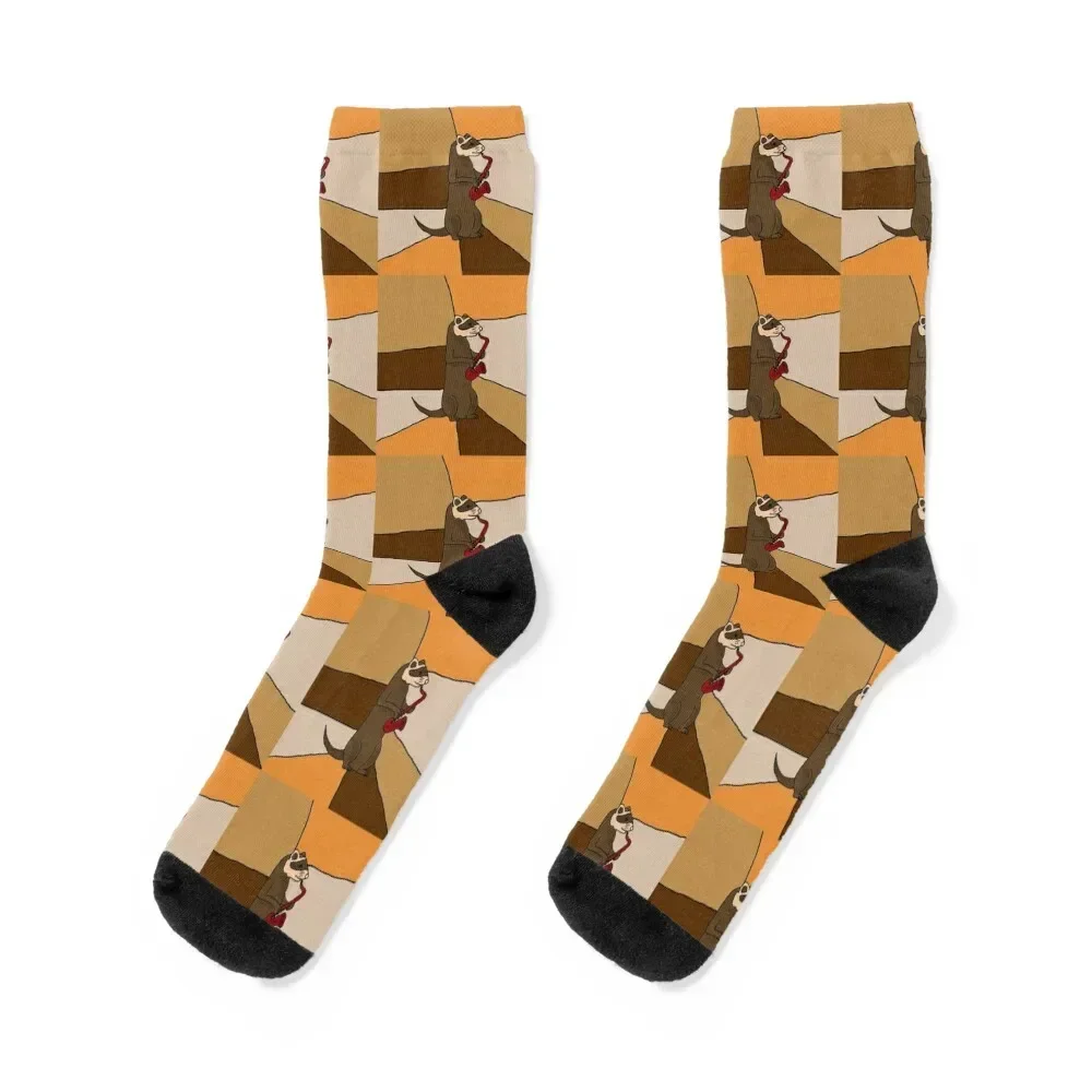 

Funny Ferret Playing Red Saxophone Original Art Socks fashionable cycling Men Socks Women's