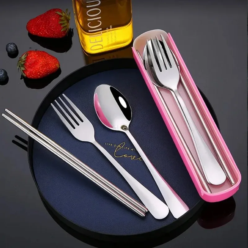 

Travel Camping Cutlery Set Portable Tableware Stainless Steel Chopsticks Spoon Fork Steak Knife with Storage Case