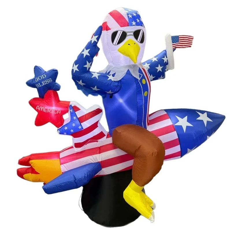 Cross Border Independence Day Inflatable Decoration 6 Foot Tall Eagle Riding a Rocket Creative Inflatable Garden Ornament